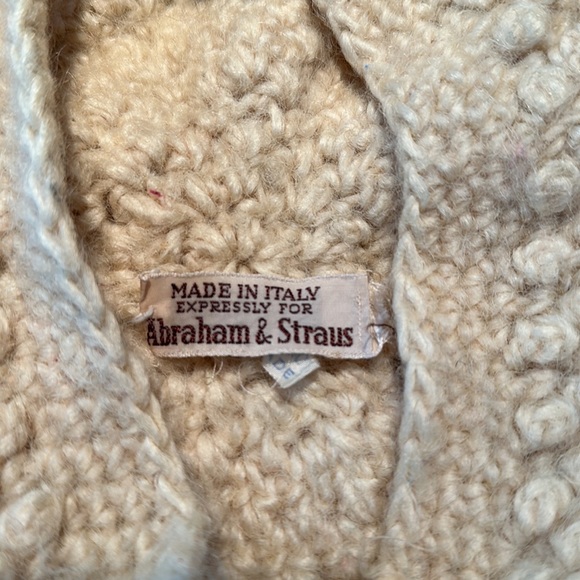 Vintage Abraham & Straus Crochet Wool Ivory Hat Made in Italy One Size - Picture 5 of 5